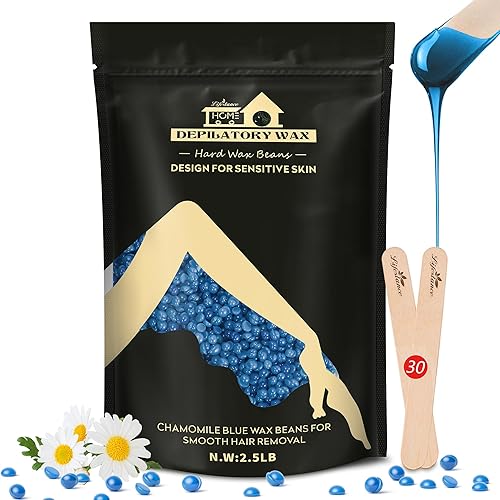 Lifestance 2.5Lb Chamomile Wax Beads Kit For Hair Removal With 30 Applicators - Painless Waxing