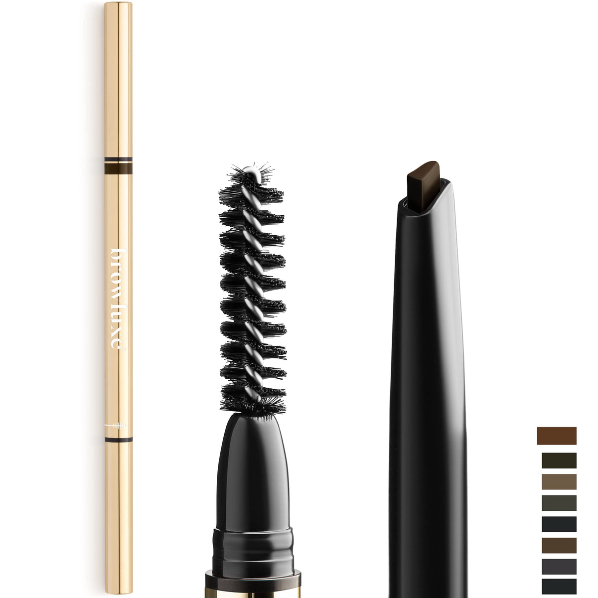 Browluxe Ultra Thin Waterproof Eyebrow Pencil, Long Lasting Walnut, Precision Brow Definer