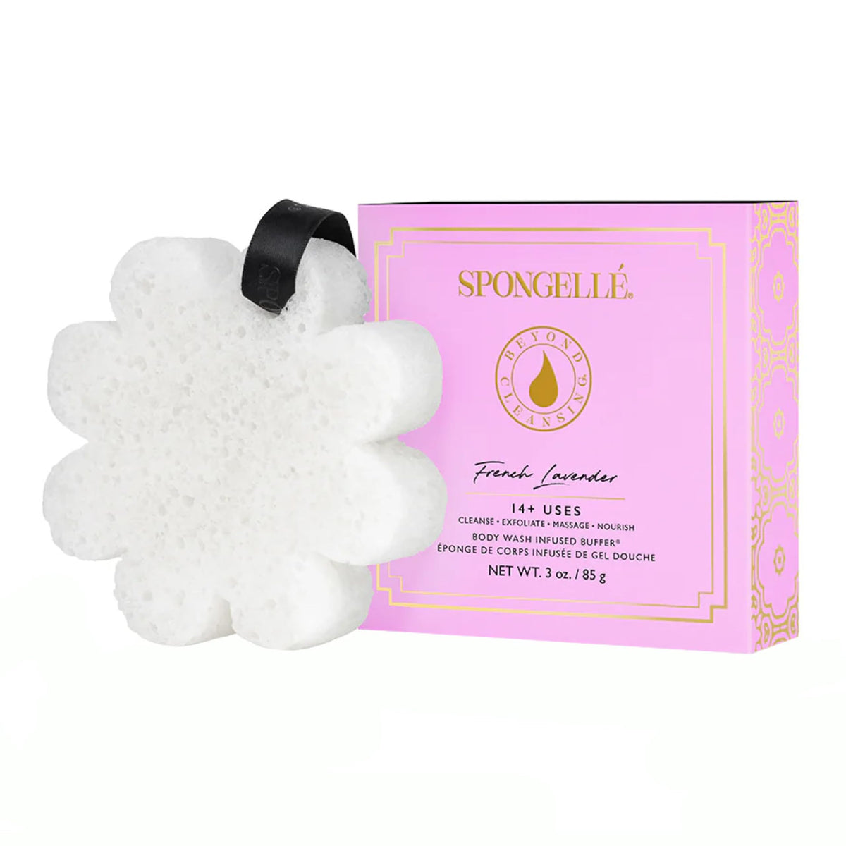 Spongellé French Lavender Body Scrubber | Exfoliating Loofah With Infused Wash | 14+ Uses