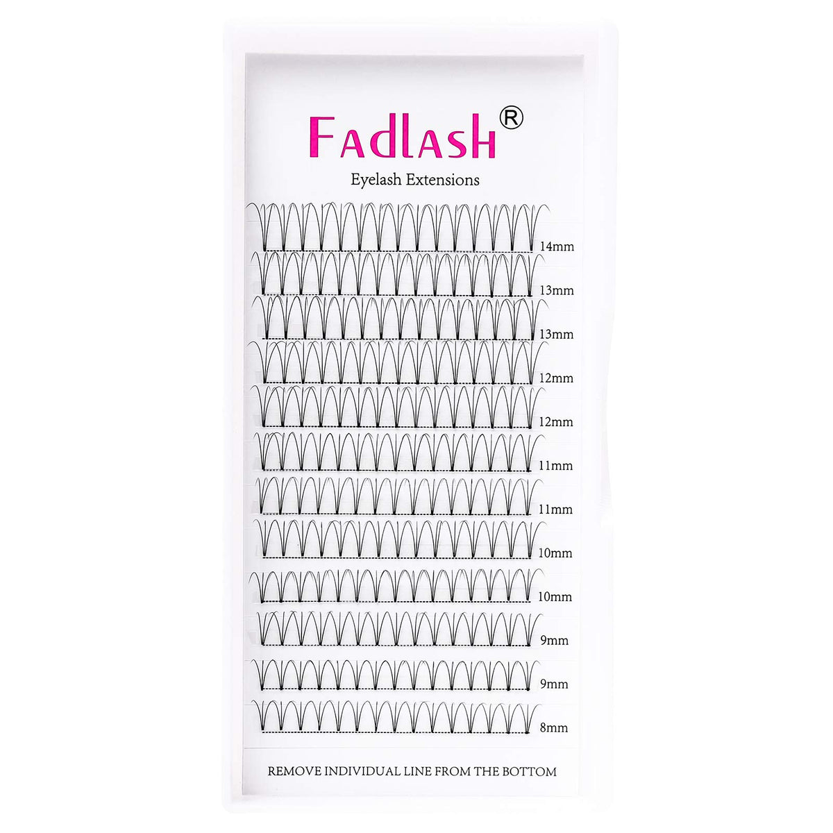 FADLASH 3D Volume Eyelash Extensions 8-20mm C/D Curl Premade Fans Mix Tray - Silk,