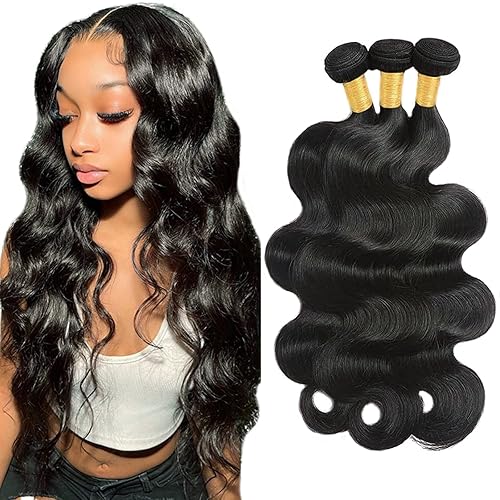 VIOLET 3 Bundles Human Hair (26 28 30 Inch) Body Wave Brazilian Weave - 100% Remy