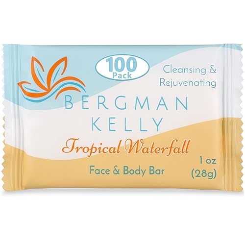 Bergman Kelly Hotel Soap Bars - Tropical Waterfall, 1 Oz, 100 Pack - Travel Size Luxury Soap