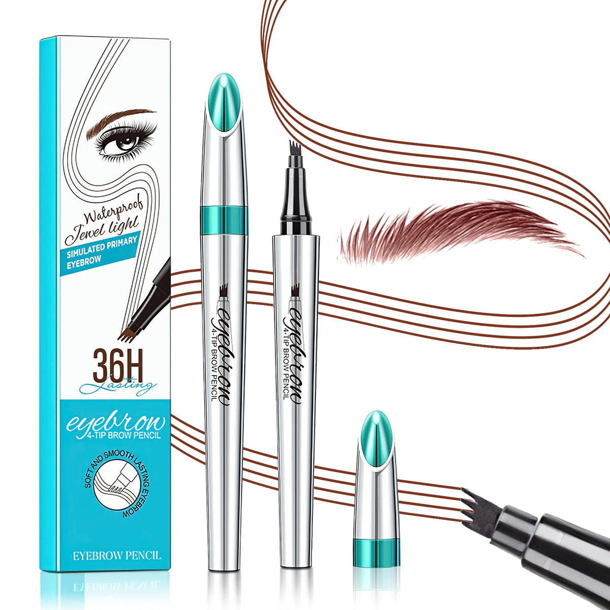 Oetuiow 3D Waterproof Microblading Eyebrow Pen, Long-Lasting Reddish Brown Tattoo Pencil