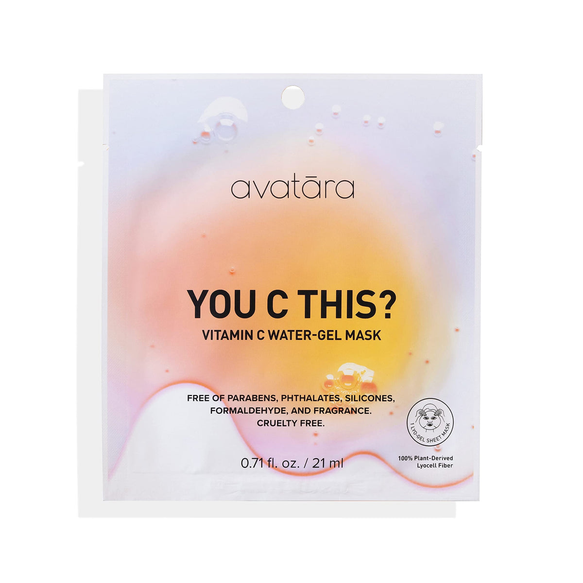 Avatara Vitamin C Water-Gel Mask, Hydrating Sheet Mask With Niacinamide, 0.71 Fl. Oz