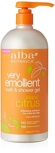 Alba Botanica Very Emollient Bath & Shower Gel, Island Citrus, 32 Fl Oz - Hydrating Cleanser