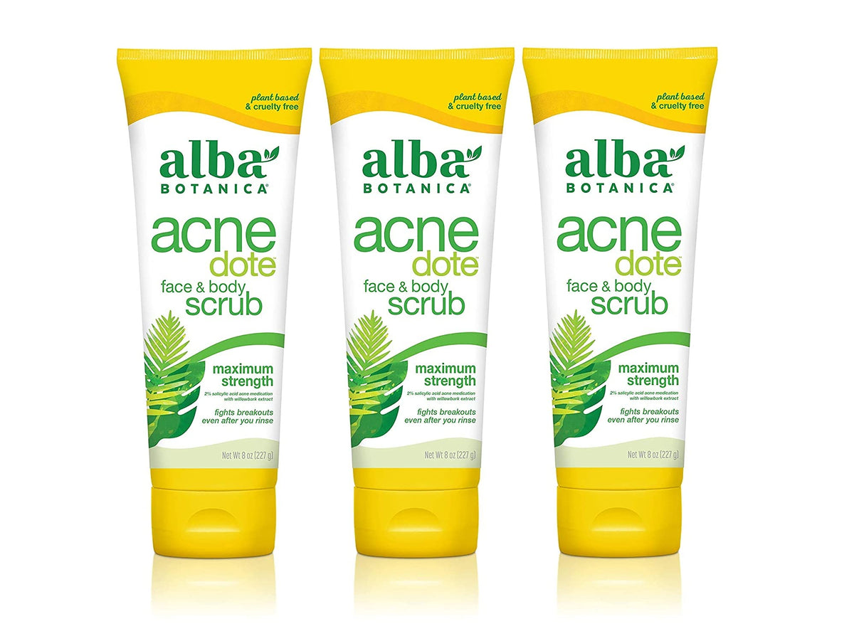 Alba Botanica Acnedote Face & Body Scrub, Maximum Strength, 8 Oz, Pack Of 3