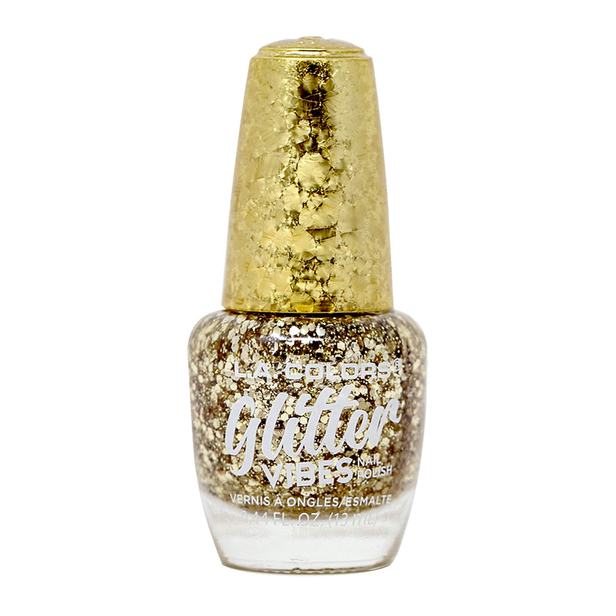 L.A. Colors Glitter Vibes Nail Polish - Golden Glow, 0.44 Fl Oz, Shimmering Finish