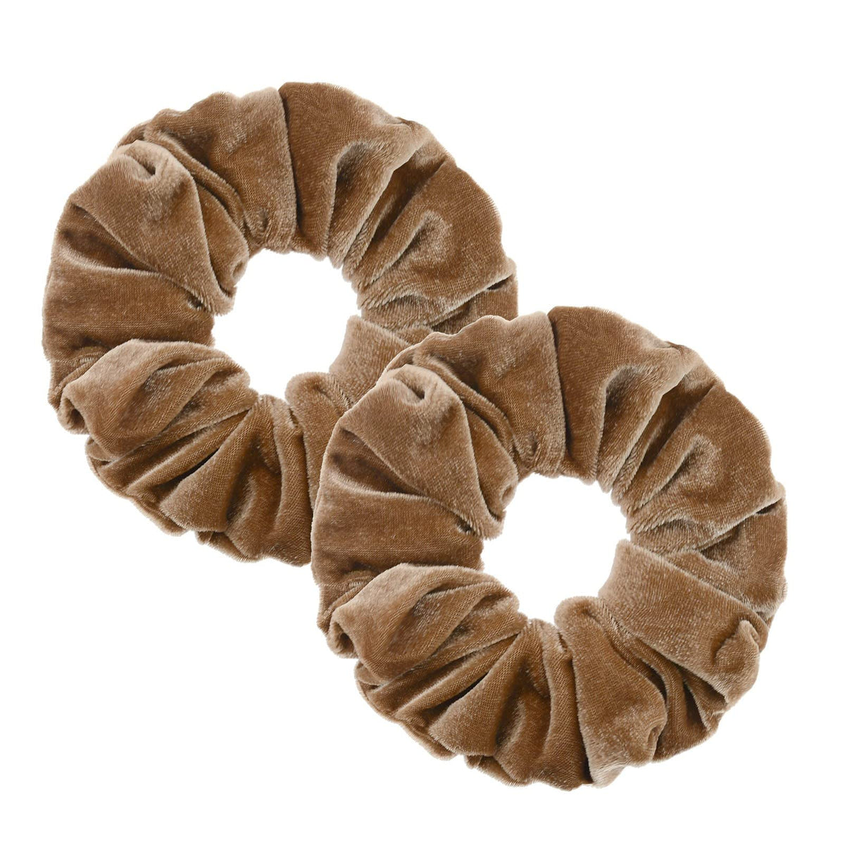 PIDOUDOU 2 Pcs Velvet Scrunchies for Women - Large Brown Hair Ties