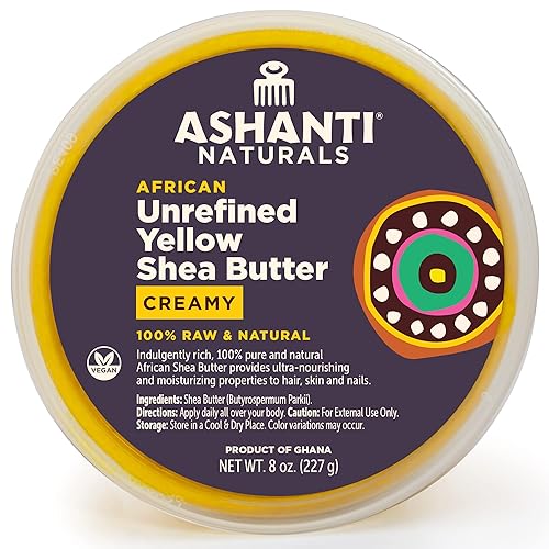 Ashanti Naturals Yellow Raw Shea Butter - Unrefined Moisturizer, 8 Oz Creamy Application