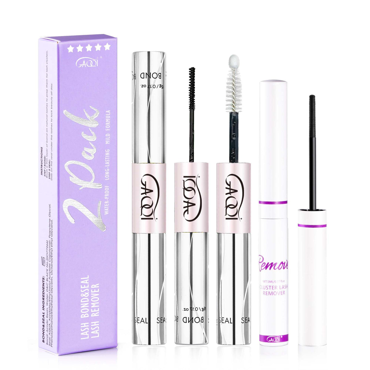 Gaqqi Lash Cluster Glue & Remover Set - Waterproof, Strong Hold, Gentle For Diy Lashes