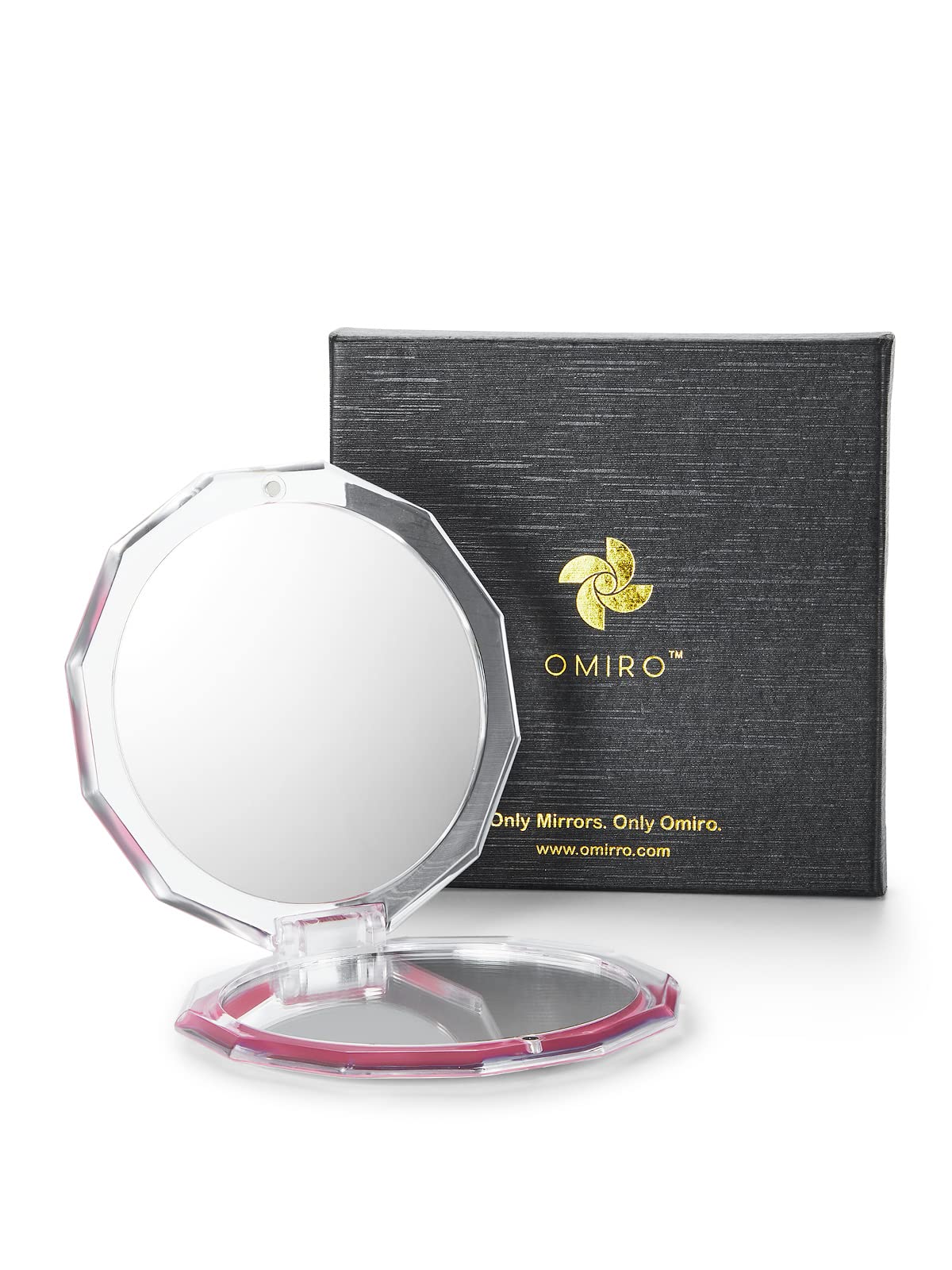 Omiro Compact Mirror 3½&quot; 1X/10X Magnification Mini Folding Makeup Mirror - Viva Magenta