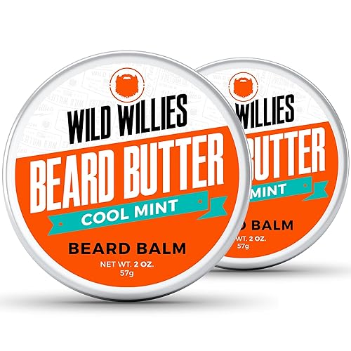 Wild Willies Beard Balm Leave-In Conditioner, Organic, Fast Growth, 2Oz, Cool Mint, 2 Pack