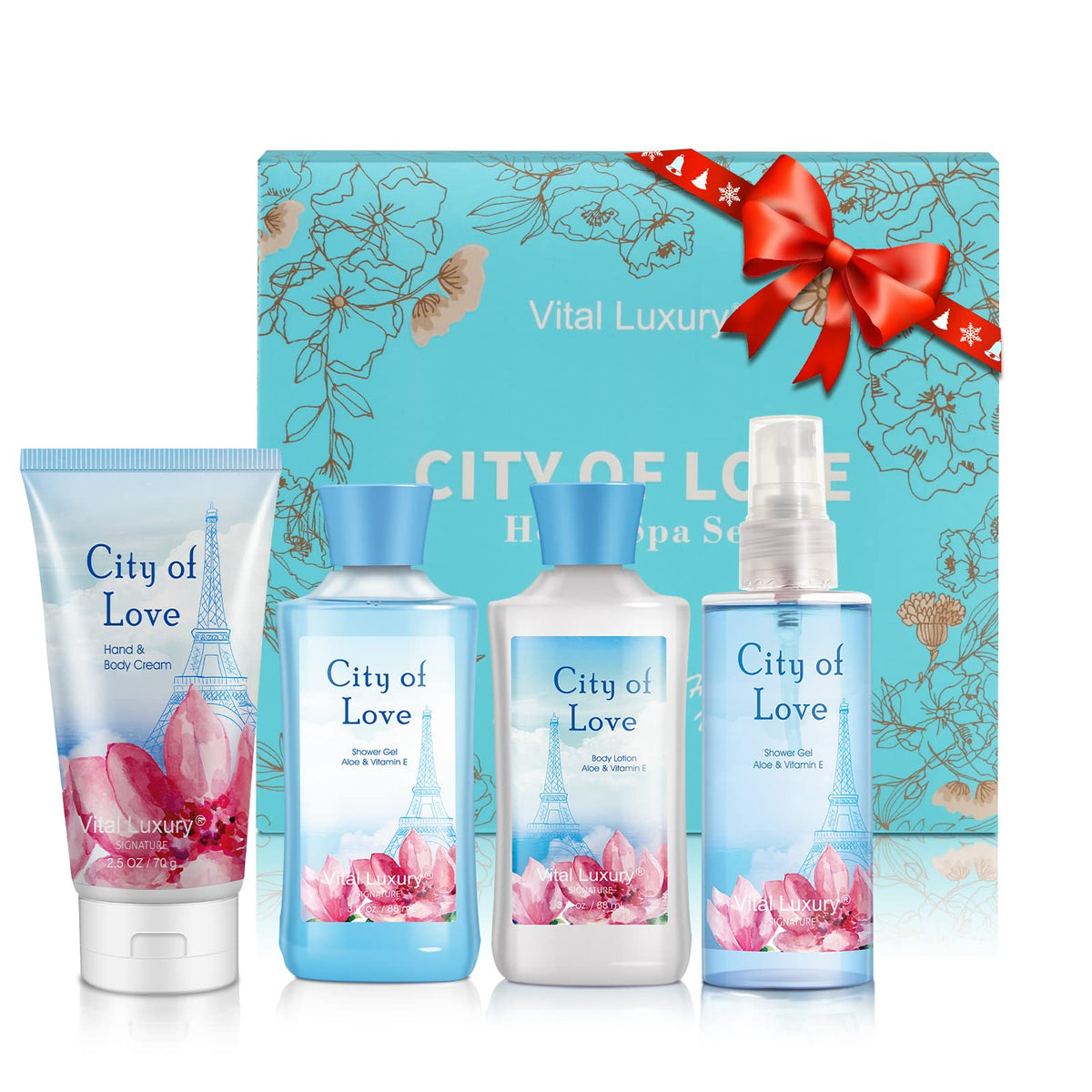 Vital Luxury Bath & Body Kit - Spa Gift Set With Lotion, Gel, Cream & Mist For Him & Her