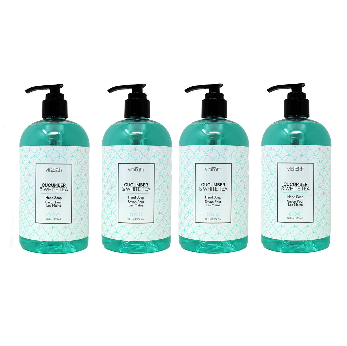 Vitabath Cucumber & White Tea Liquid Hand Soap, 16 Fl Oz, 4 Pack – Moisturizing & Refreshing