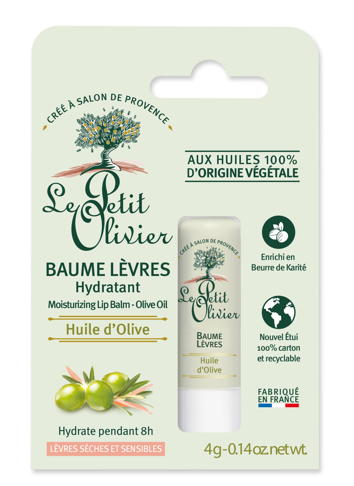 Le Petit Olivier Moisturising Lip Balm Stick  Enriched with Olive Oil  Softens and Smooths Dry Lips  Made with Natural Vegeta