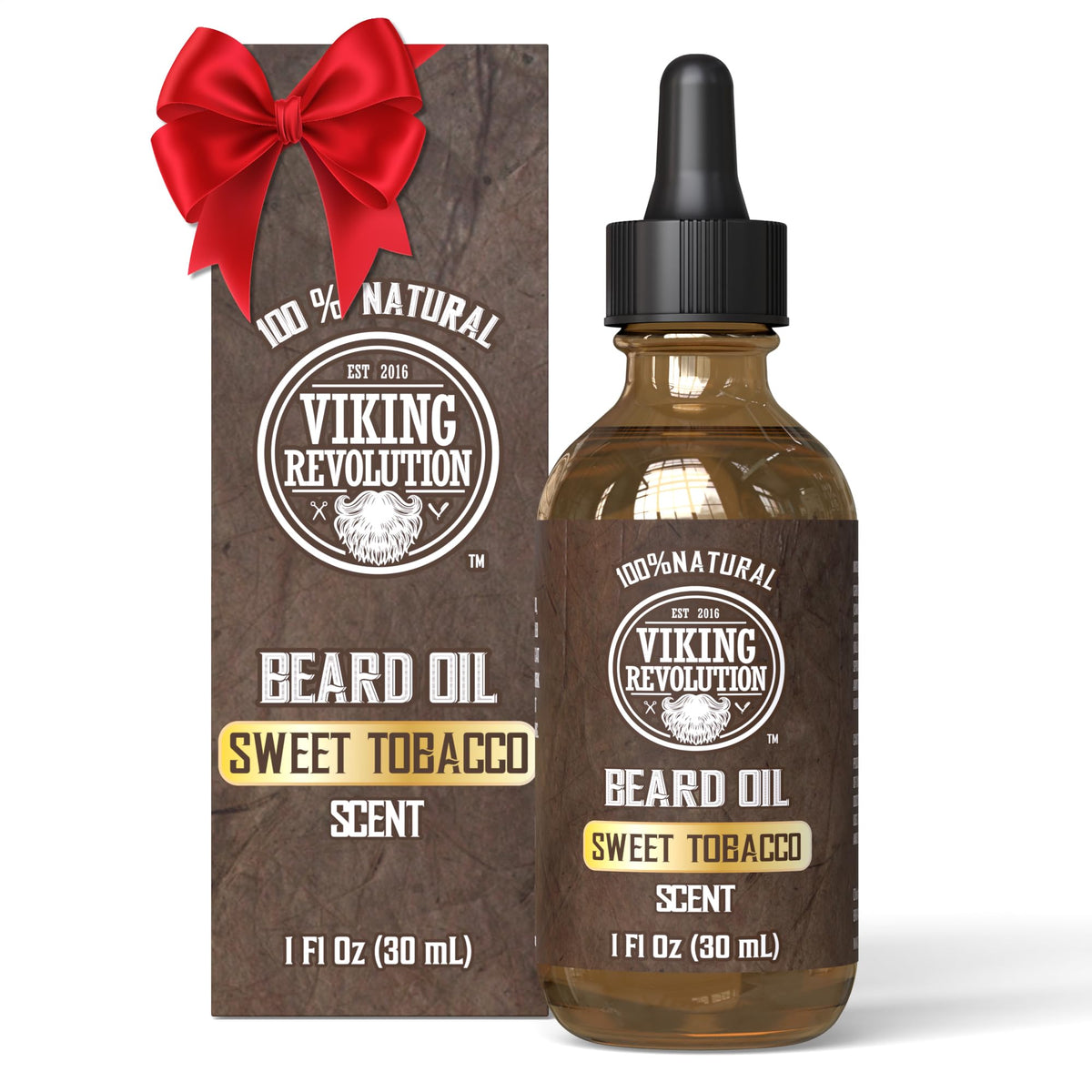 Viking Revolution Sweet Tobacco Beard Oil - Natural Argan & Jojoba Oil, 1 Fl Oz