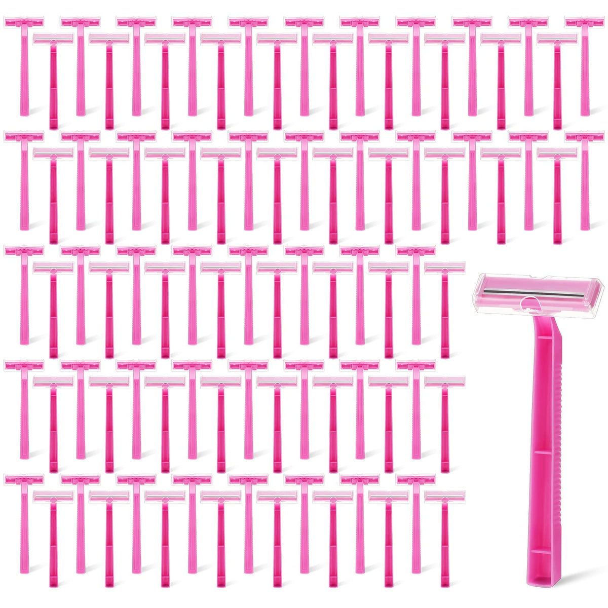 Hanaive Pink Disposable Razors - 300 Pcs Twin Blade Shaver For Travel & Hospitality