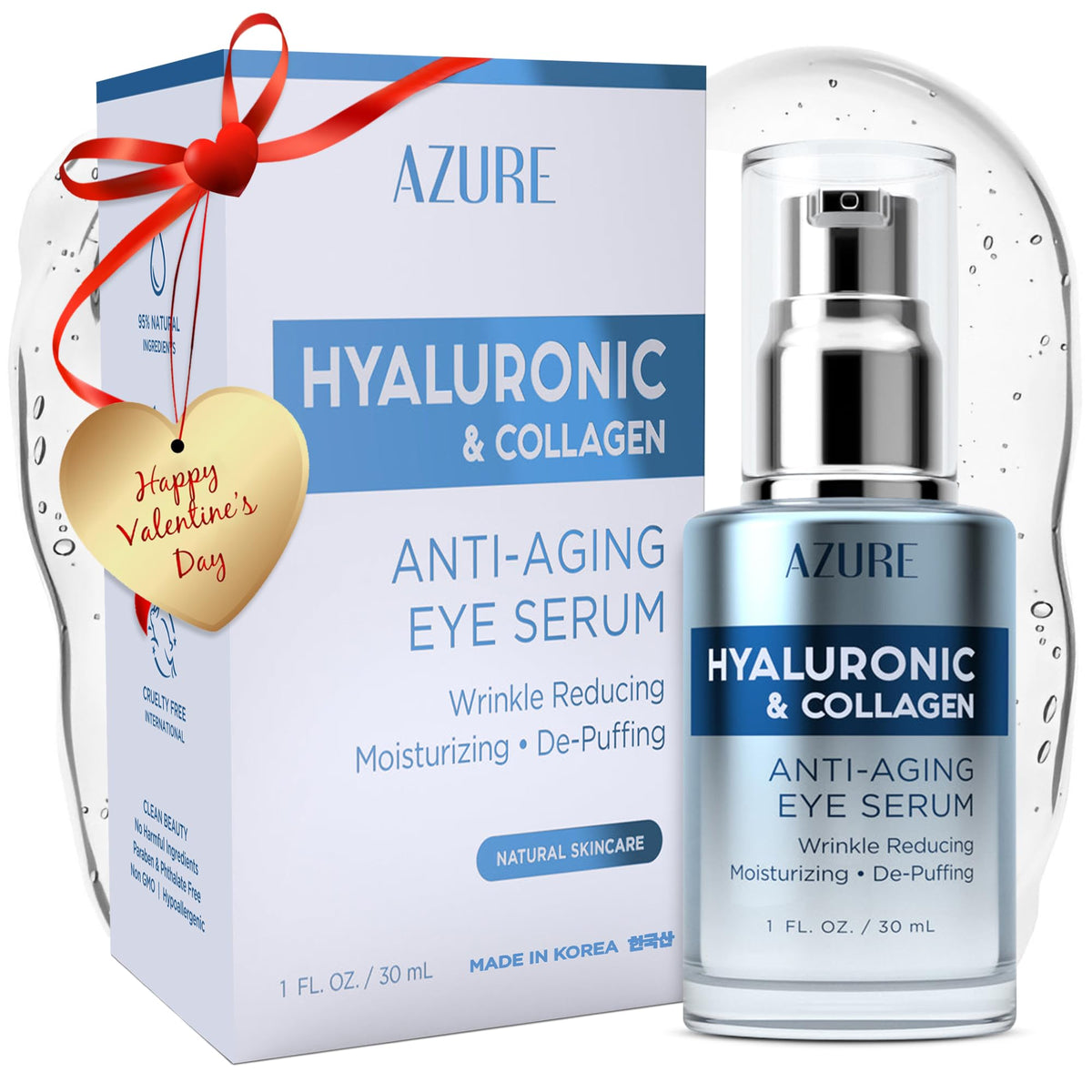 AZURE Hyaluronic & Collagen Eye Serum - Anti-Aging, Moisturizing, Reduces Wrinkles & Puffiness 30m