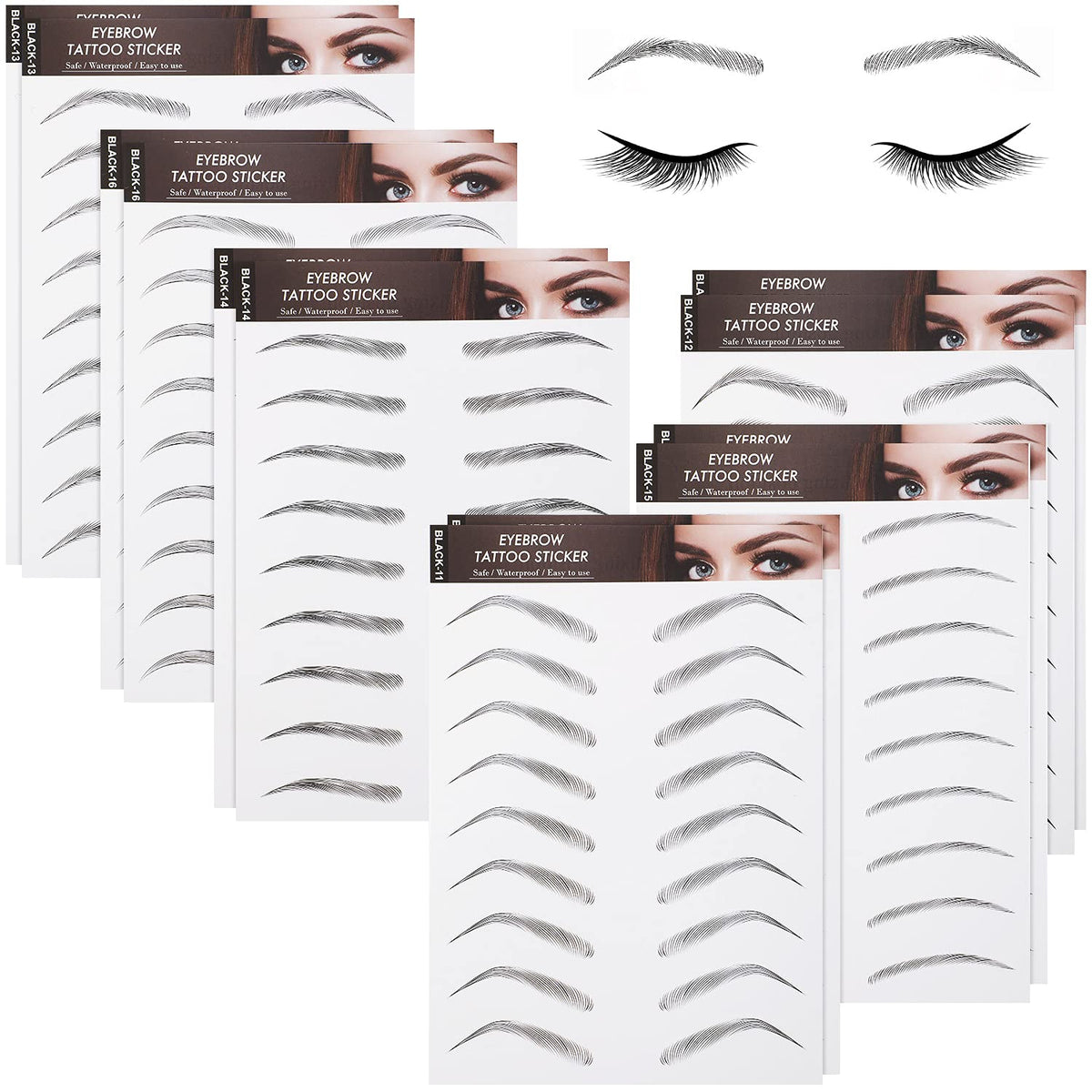 Maitys 4D Waterproof Eyebrow Tattoos - 12 Sheets Of Instant Peel-Off Stickers For Women