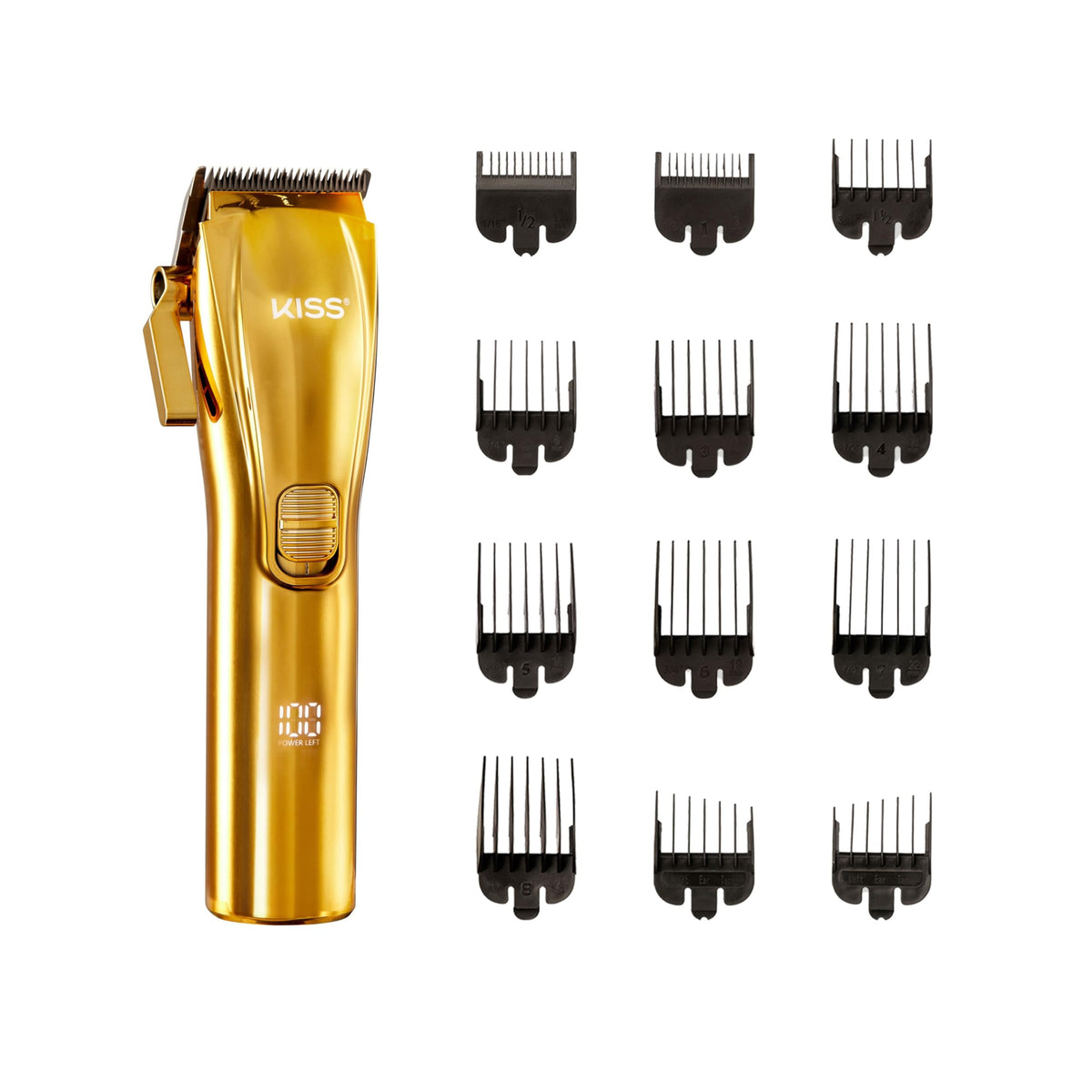 Kiss Ultra-Cut Cordless Hair Clipper - Stainless Steel, Rechargeable, 20 Pc Set, Gold