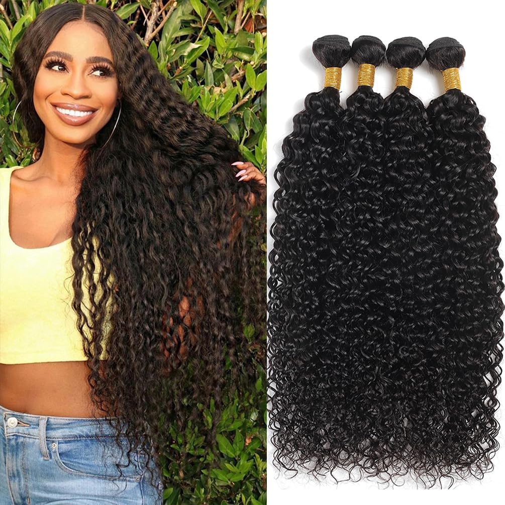 Seekomi 12A Brazilian Water Wave Human Hair Bundles 16-22 Inch, 100% Virgin Black Color