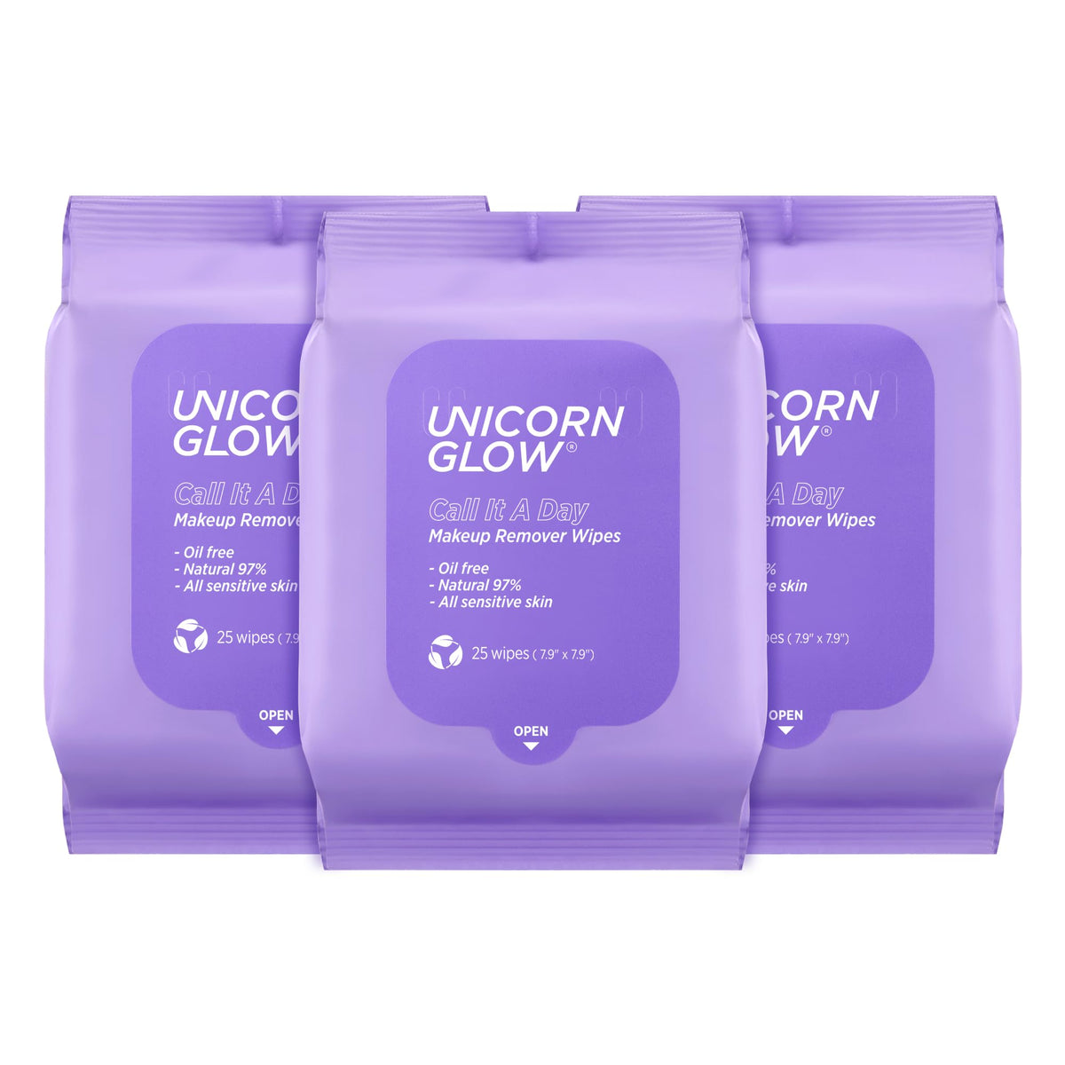 Unicorn Glow Makeup Remover Wipes - Alcohol-Free, 75 Count, Xl Charcoal & Aloe Cleansing Towelettes