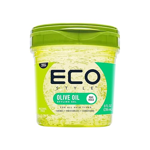 Eco Style Gel Olive Oil 8 Oz - Adds Shine, Tames Split Ends, Nourishes Scalp, Weightless Hold