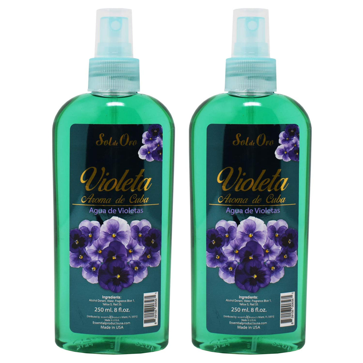 Sol De Oro Violeta Violet Water Spray - 8Oz Fragrance Of Cuba, 2 Pack By Elp Essential