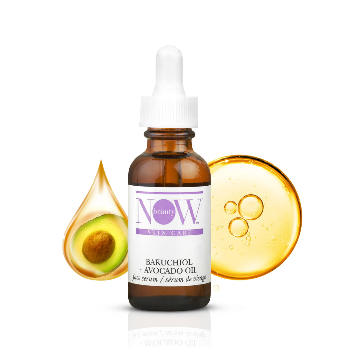 NOW BEAUTY Bakuchiol  Avocado Oil Face Serum  Brightening Skin Care Serum Hydrating Drops For Toned Skin  Travel Size  Sulf