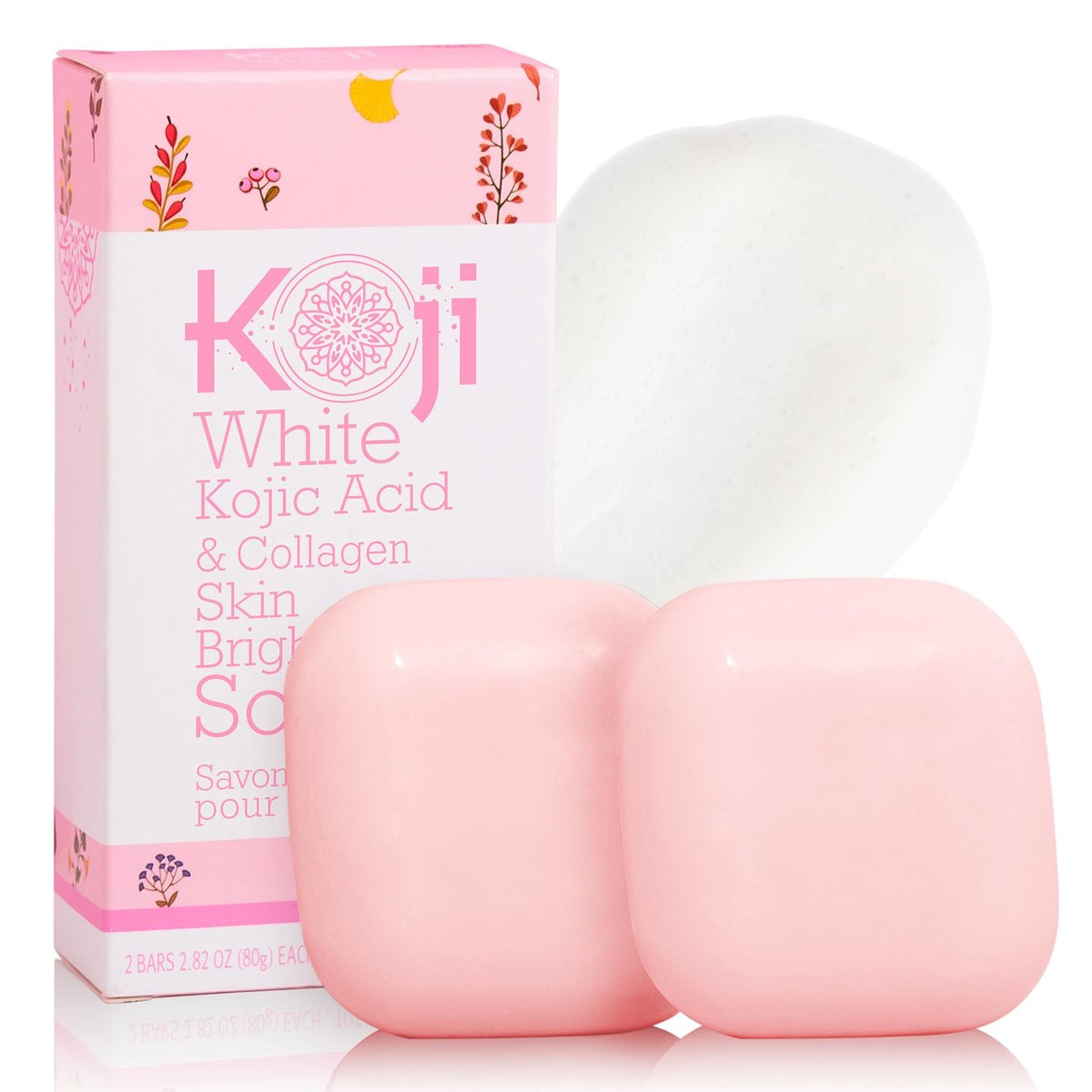 Koji White Kojic Acid & Collagen Soap - Skin Brightening, Vegan, Paraben-Free, 2 Bars