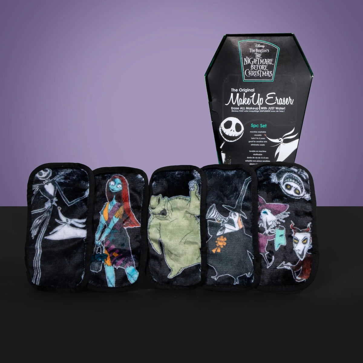 Makeup Eraser Mini Pro 5Pk - Erase All Makeup With Water, Nightmare Before Christmas Edition