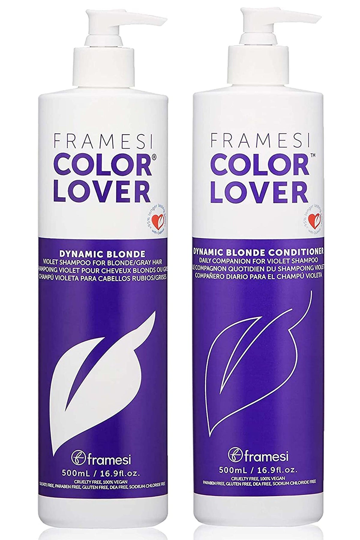 Framesi Color Lover Dynamic Blonde Purple Shampoo & Conditioner Set, 16.9 Fl Oz - Purple