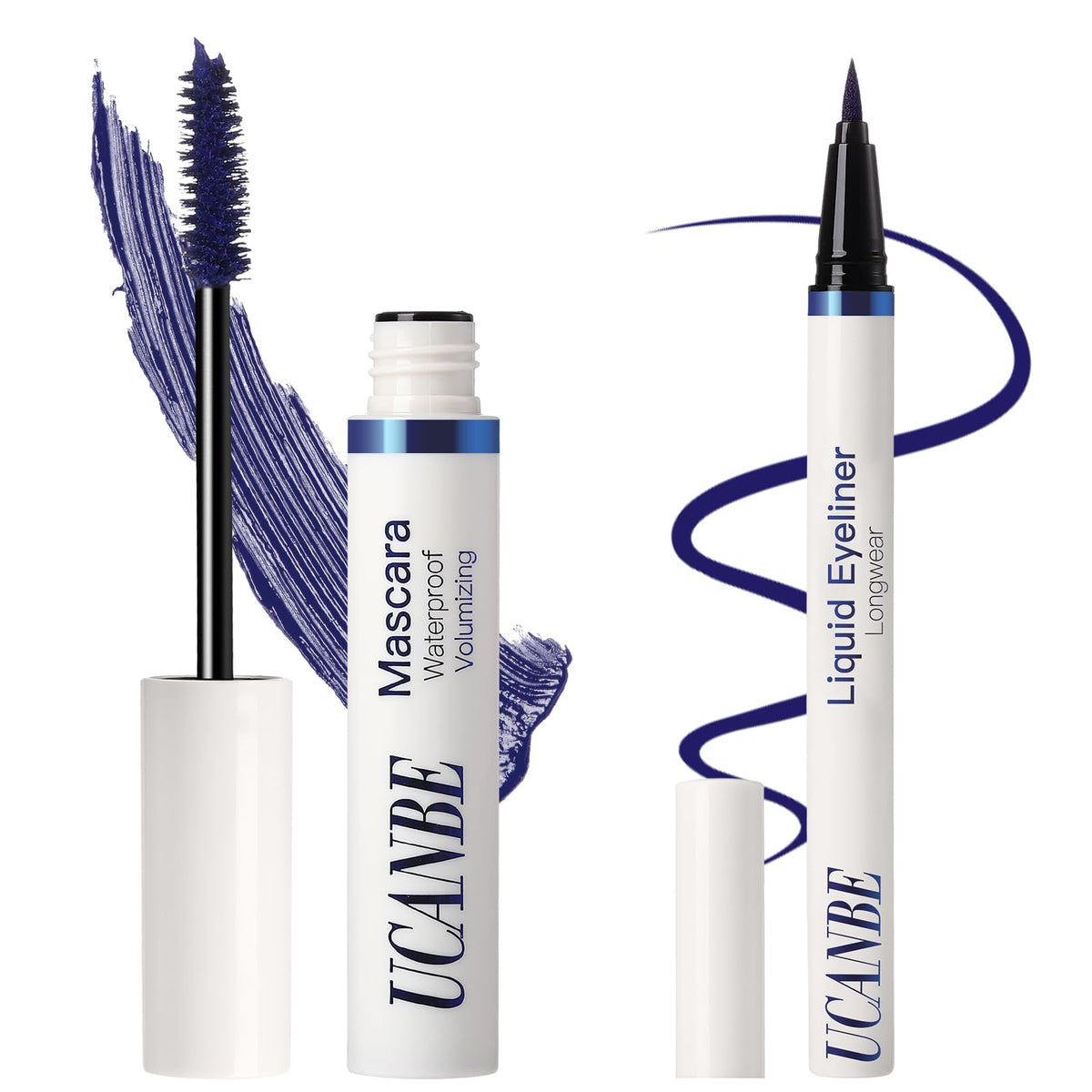 Ucanbe Blue Mascara & Liquid Eyeliner Set - Waterproof, Pigmented Eye Makeup Duo