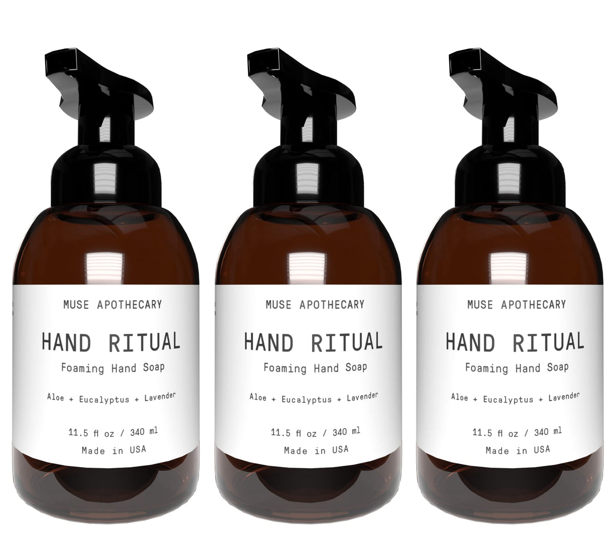 Muse Apothecary Hand Ritual Foaming Soap - Aloe, Eucalyptus & Lavender - 11.5 oz, 3 Pack