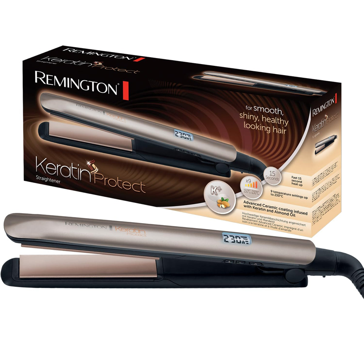 Remington S8540 Keratin Protect Straightener, Orange & Copper, 1 Count Ceramic Hair Tool