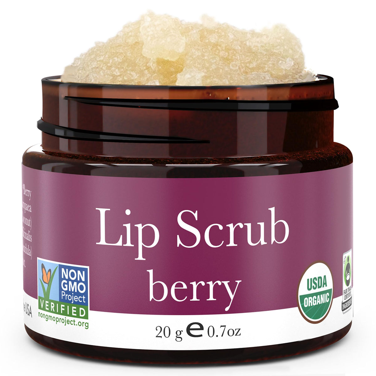 Beauty By Earth Usda Organic Lip Scrub Berry - Natural Exfoliator For Smooth, Moisturized Lips