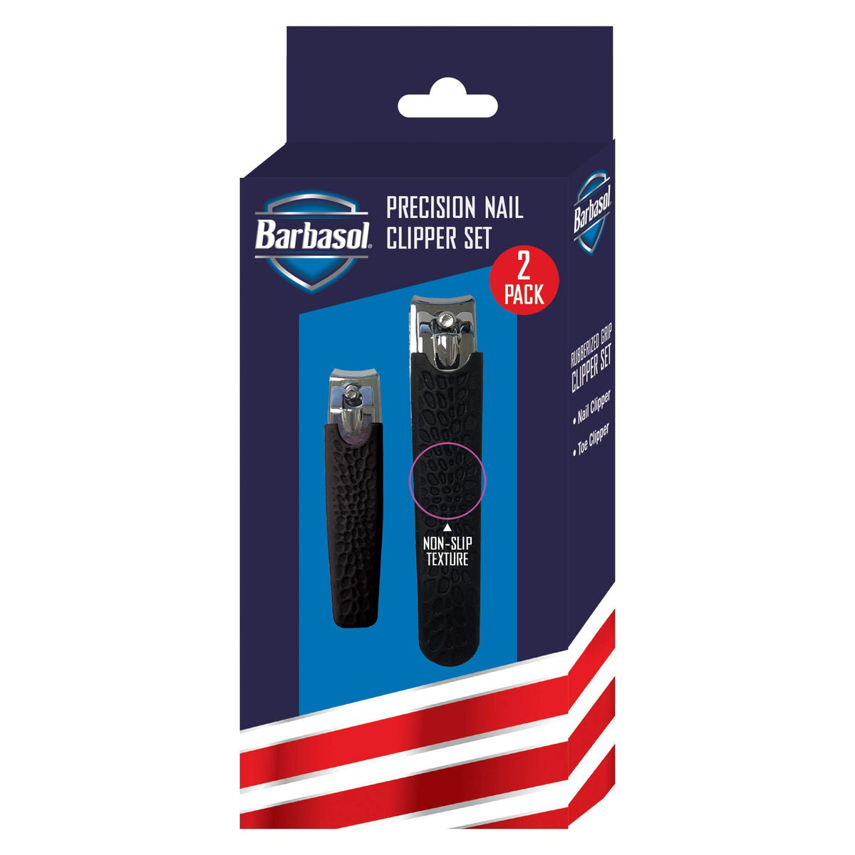 Barbasol Precision Non Slip Stainless Steel Nail Clipper Set 2 Pack