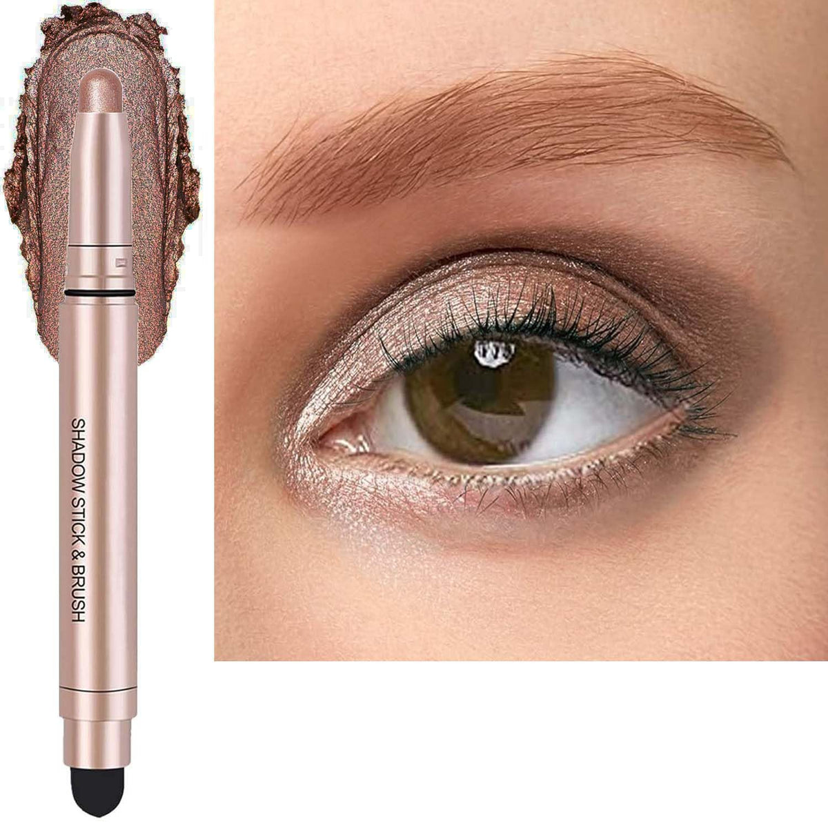 Metfdlaig Brown Eyeshadow Stick - High Pigment Waterproof Cream Shimmer Pencil, 1Oz