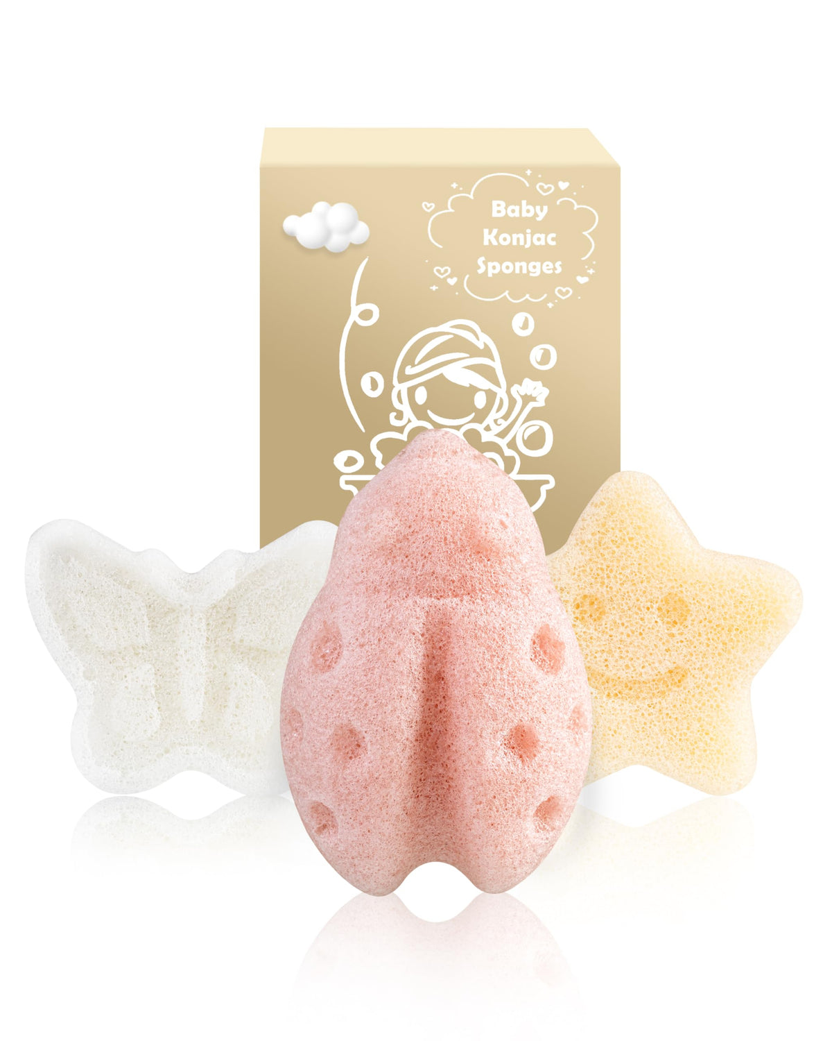 Mohern Konjac Baby Sponge Set - 3 Natural Soft Bath Sponges For Infants & Toddlers