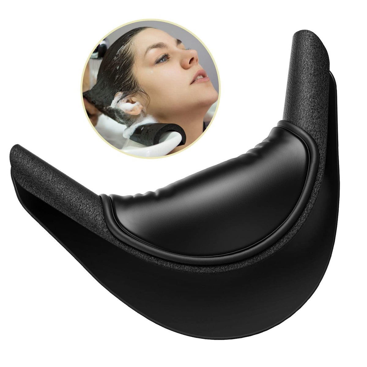 Aiseely Shampoo Bowl Neck Rest Cushion - Silicone Hair Washing Sink Support, Black, 8.07X6.3In