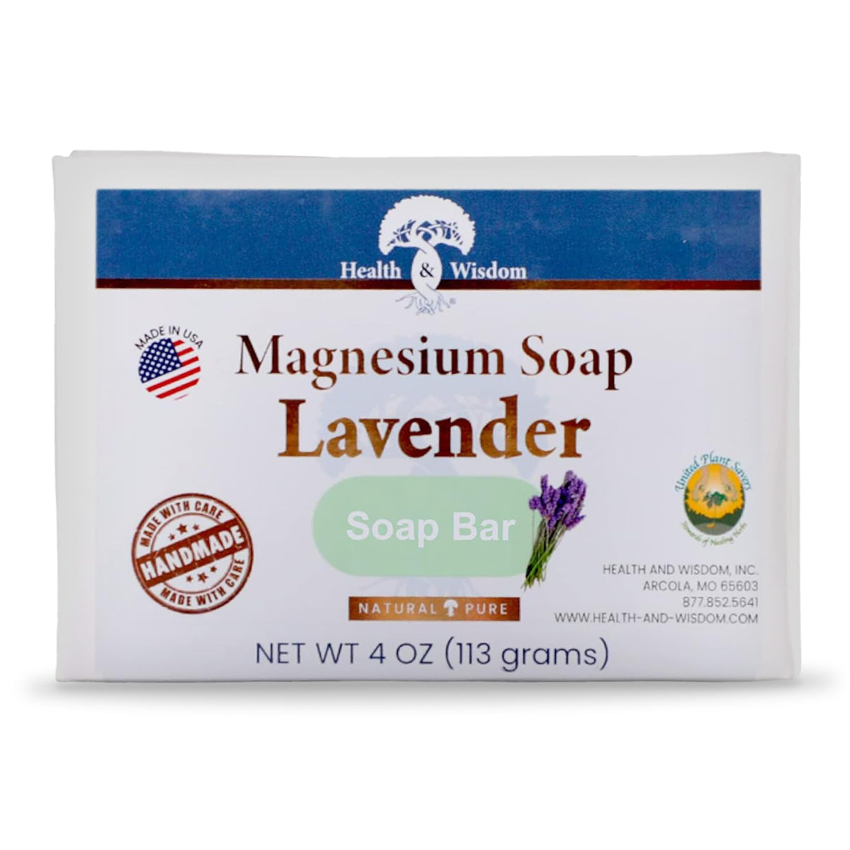 Health And Wisdom Magnesium Soap Bar - All Natural Lavender Body Wash, 4 Ounce