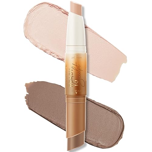 FOCALLURE 2 in 1 Cream Bronzer & Highlighter Stick, Waterproof, Long Lasting, Sour Cream