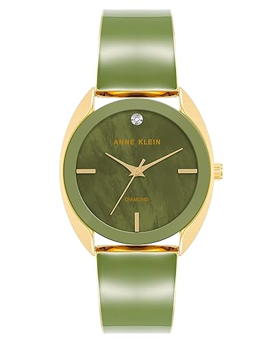 Anne Klein Women'S Green/Gold Crystal Accented Bracelet Watch