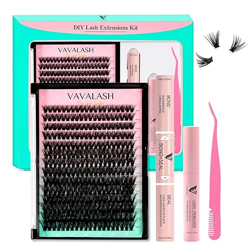 VAVALASH DIY Lash Extension Kit - 280 PCS Silk Cluster Lashes, Bond & Remover, 9-16mm