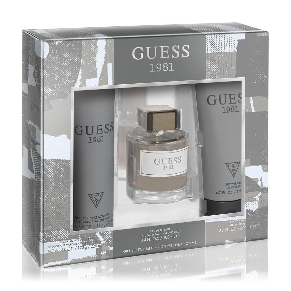 Guess 1981 Men'S Eau De Toilette Gift Set - Cologne Spray 3.4 Fl Oz, Body Spray & Shower Gel