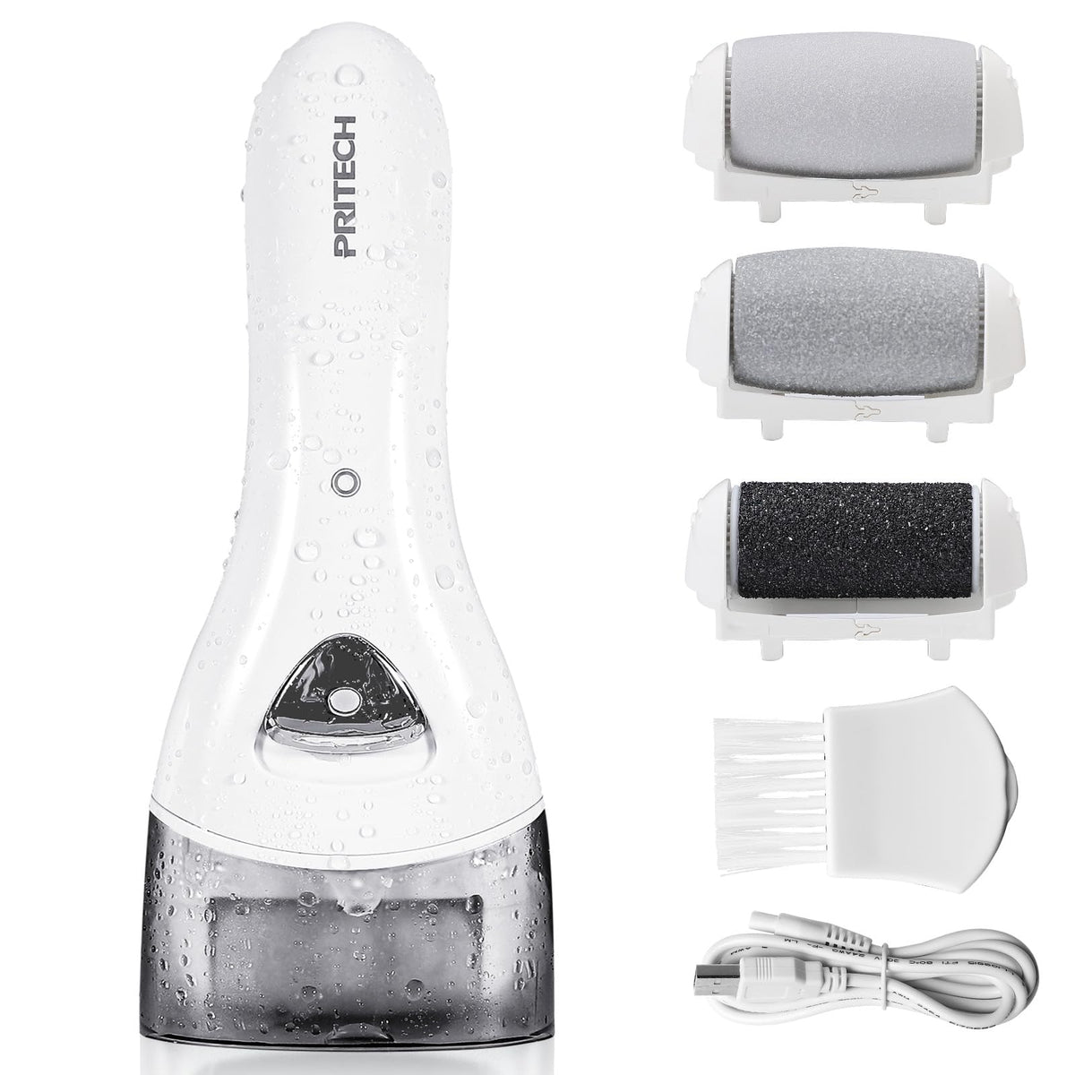 Pritech Electric Feet Callus Remover - Rechargeable Foot File For Hard, Cracked Skin, Portable Pedicure