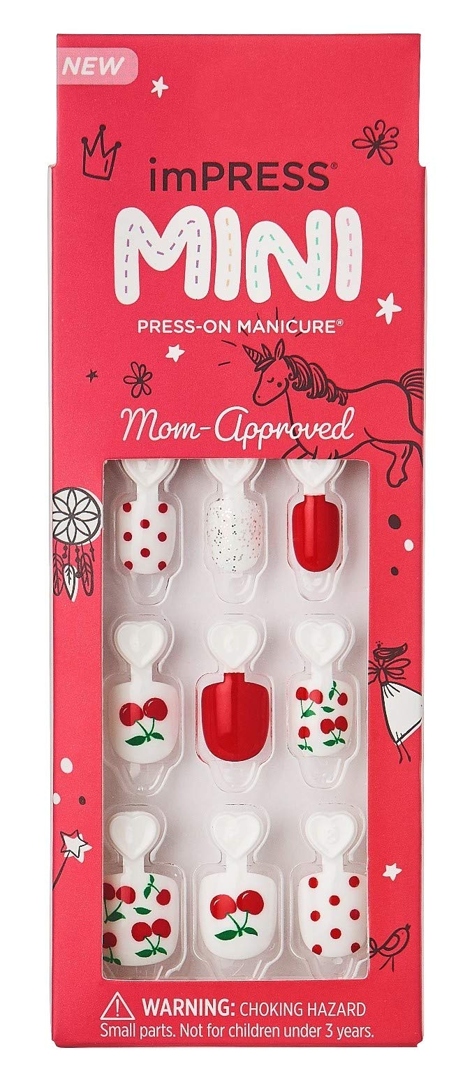 Kiss Impress Mini Press On Manicure - Cutie Pie, Red, Pack Of 3, Easy Apply Nail Art