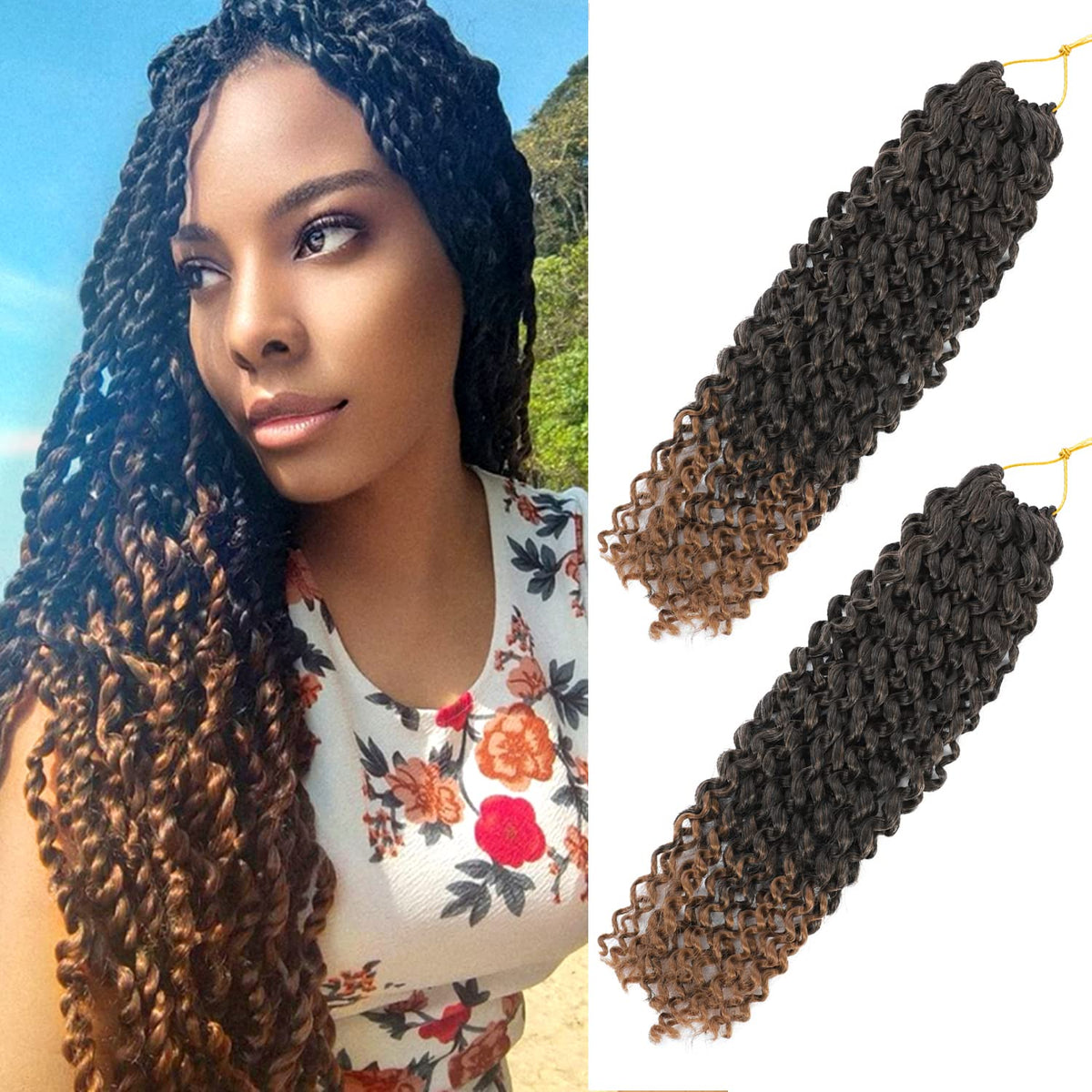 Ceajae 14 Inch Passion Twist Hair T30 - Water Wave Crochet Hair Extensions For Black Women 2 Pack