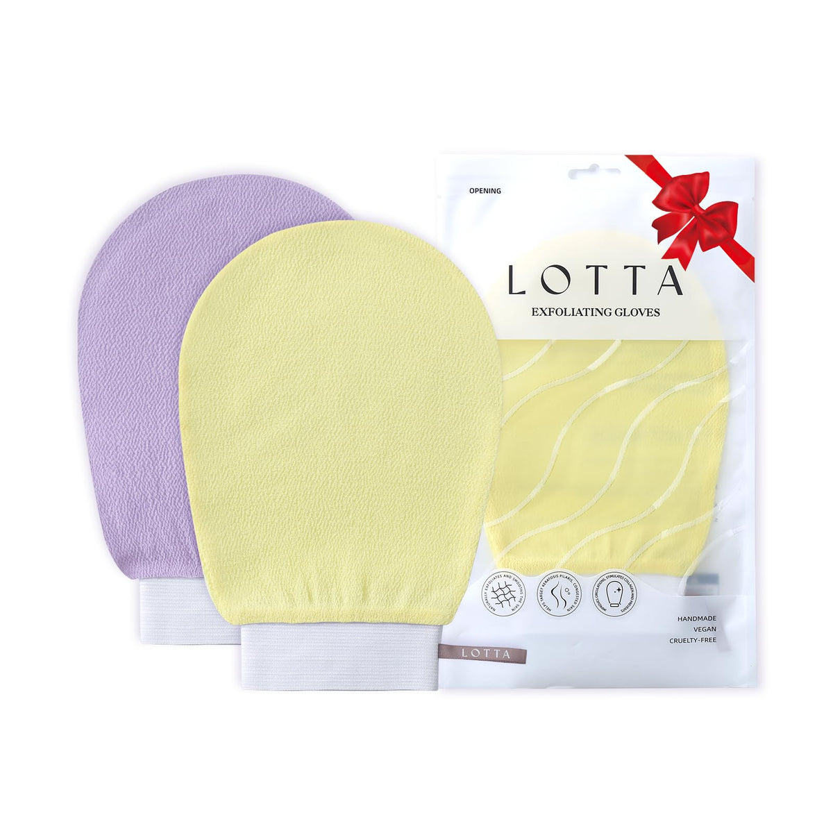 Lotta Exfoliator Glove 2 Pack - Pink & Yellow 150D Mitts For Skin Exfoliation & Tanning