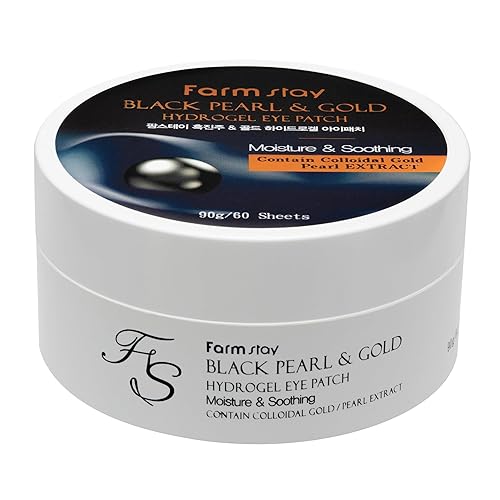 Farmstay Black Pearl & Gold Hydrogel Eye Patch - 60 Under Eye Patches For Brightening Wrinkles